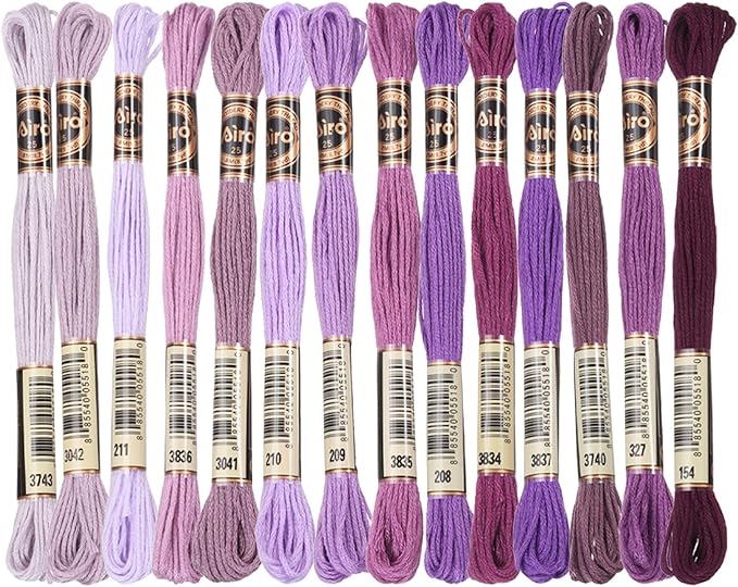 PATIKIL 14 Skeins Embroidery Floss, Polyester Embroidery Threads Bracelets String for Cross-Stitch Hand Embroidery, Multicolored Purple