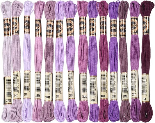 PATIKIL 14 Skeins Embroidery Floss, Polyester Embroidery Threads Bracelets String for Cross-Stitch Hand Embroidery, Multicolored Purple