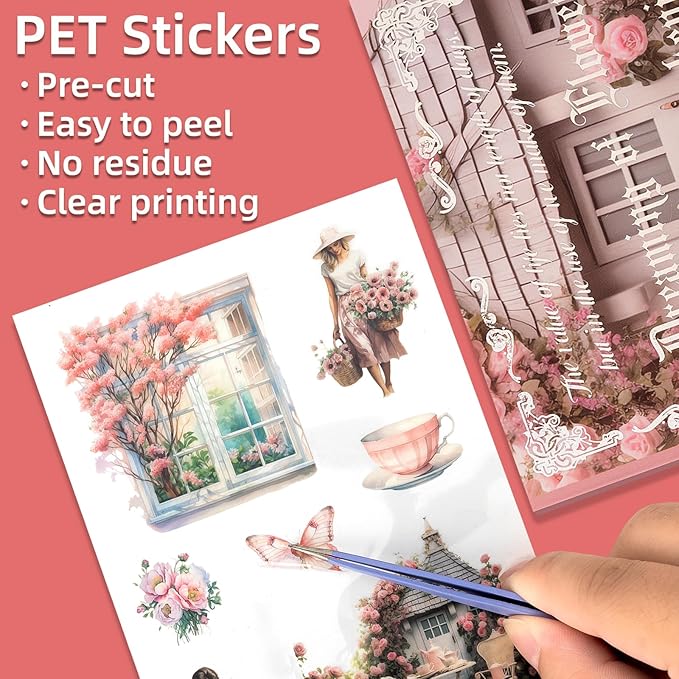 Uideyvi Dream Theme Sticker Scrapbooking Supplies for Junk Journal, 20 Sheets PET Stickers(TZ-001-007)
