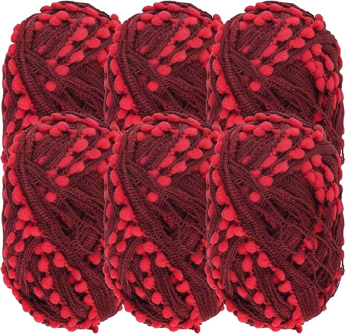 JubileeYarn Fishnet Pom Pom Yarn - 50g Mini Bonbons - Fruit Punch - 6 Skeins