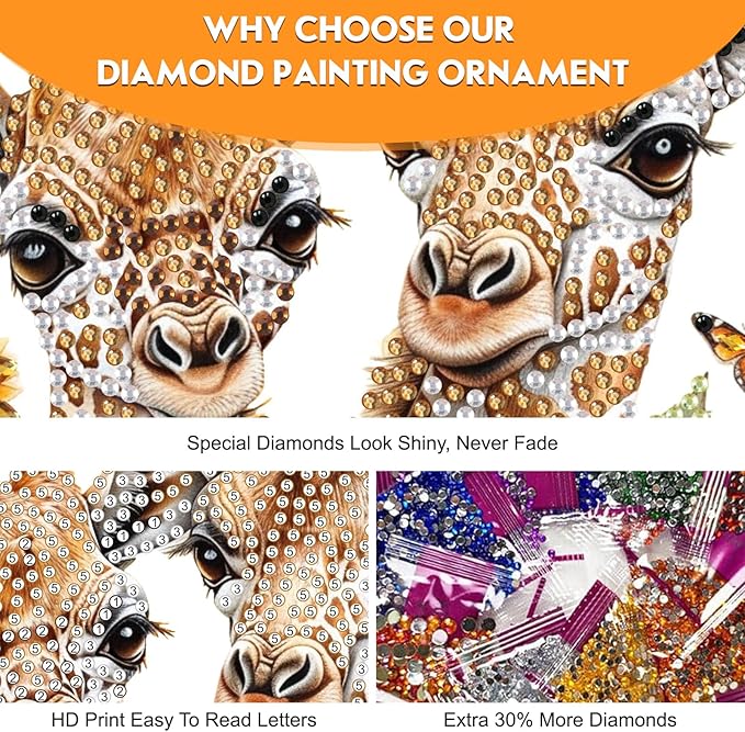 Diamond Art Kit for Adult, Floral Giraffes, Diamond Art Painting Double Sided Window Pendants for Home Garden Wall Hanging, DIY Special Shaped Gem Hanging Ornaments, Beautiful Giraffe with Sunflower