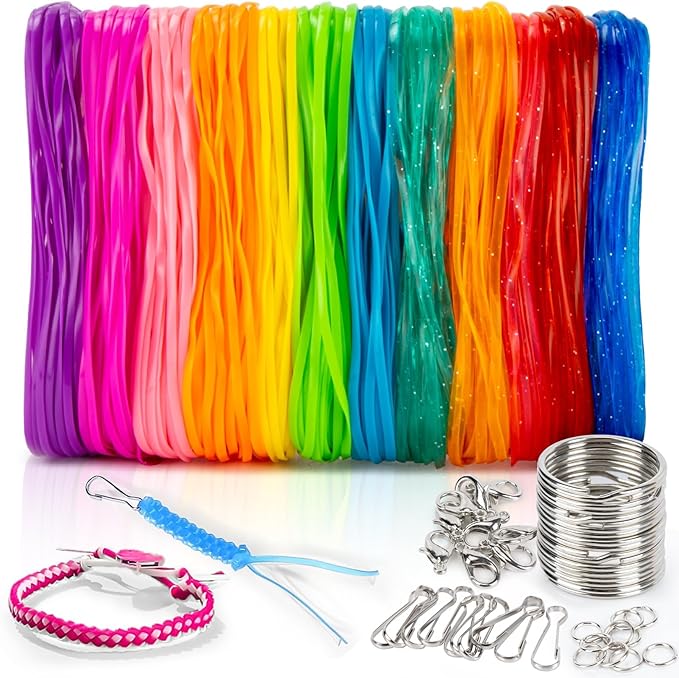 Plastic Lanyard String Kit - Lanyard Making Kit,Plastic String Lacing Cord for Bracelet Making,Making Weaving for Keychain Crafts, Strings Lacing Cord Bracelet 12 Colors