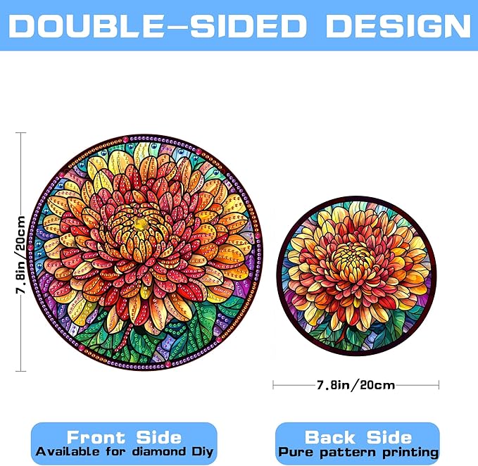 VAIIEYO Daisy Diamond Art Hanging Ornament, Flower Diamond Painting Suncatchers Window Hanging Kit with Chain, 7.5x7.5 inch Crystal Pendant Art Craft for Gift Home Wall Front Door Decoration