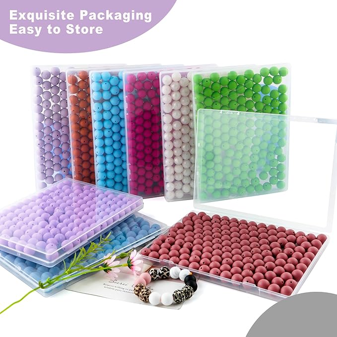 150Pcs 15mm Silicone Beads for Keychain Making Bracelet Necklace, Bulk Round Silicone Beads for Pens（Lilac）
