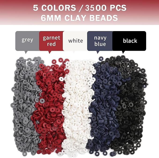3500 Pcs Multicolor Clay Beads for Bracelets Making 6mm Heishi Polymer Clay Bead, Flat Round Disc for Jewelry Making