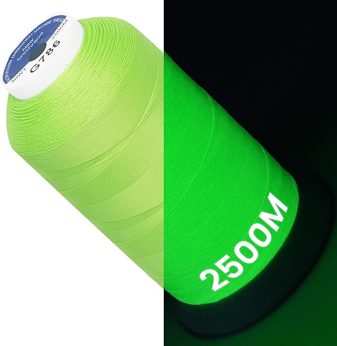 New brothread Single Huge Spool Luminary Glow in The Dark Embroidery Machine Thread Kit 30WT 2500M(2735Y) Each Spool for Embroidery, Quilting, Sewing-G786