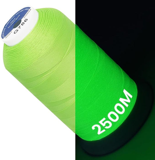 New brothread Single Huge Spool Luminary Glow in The Dark Embroidery Machine Thread Kit 30WT 2500M(2735Y) Each Spool for Embroidery, Quilting, Sewing-G786