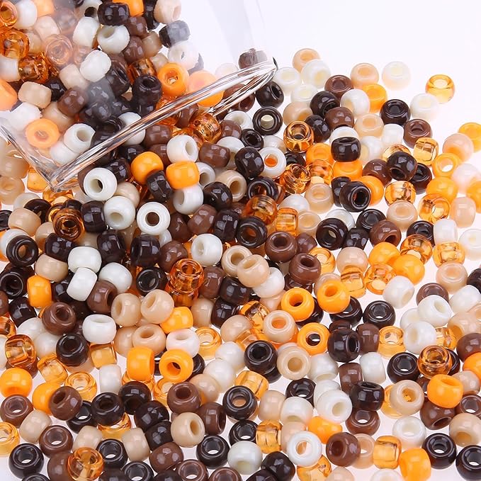 megoogo 1000pcs pony beads bulk for friendship bracelets brown orange maillard fall beads hair beads for braids crafts making fall thanksgiving day party decoration supplies