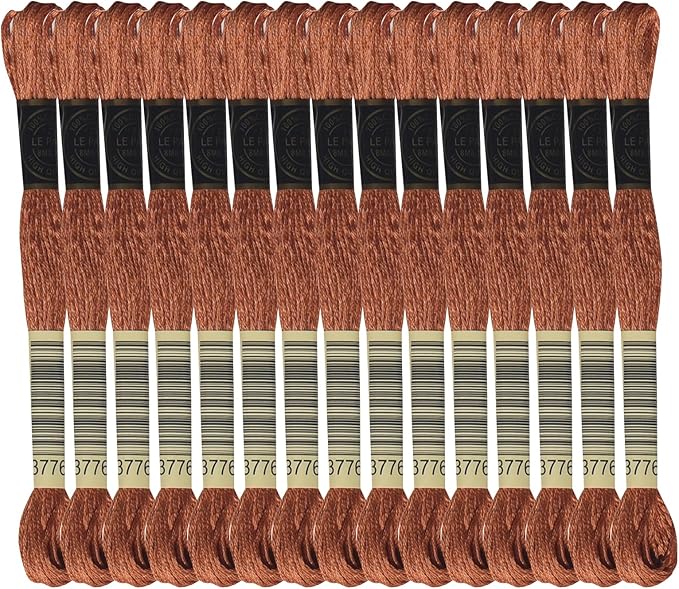 LE PAON Embroidery Floss, 14-Pack Six Strands 100% Long Staple Cotton Embroidery Thread, 8.7-Yard，Color Number：3776, Light Mahogany