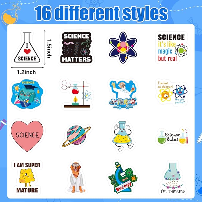 beyumi natural sciences roll stickers - 1000pcs biology experiment stickers in 2 rolls waterproof vinyl laboratory decals for laptop bottle notebook luggage computer classroom decor for kids students