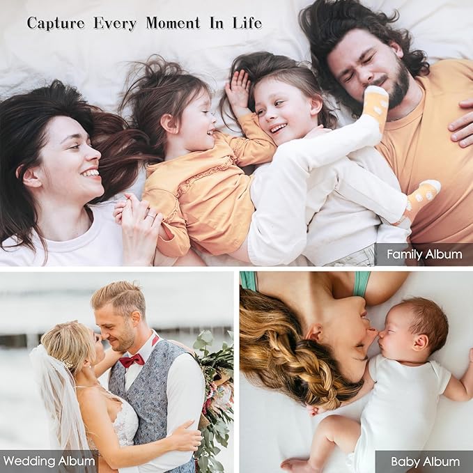 Spbapr Large Photo Album Self Adhesive Linen cover DIY Magnetic Scrapbook album with A Metal Pen Hold 4x6 5x7 6x8 8x10 10x12 Pictures 13.2"x12.8"60pages