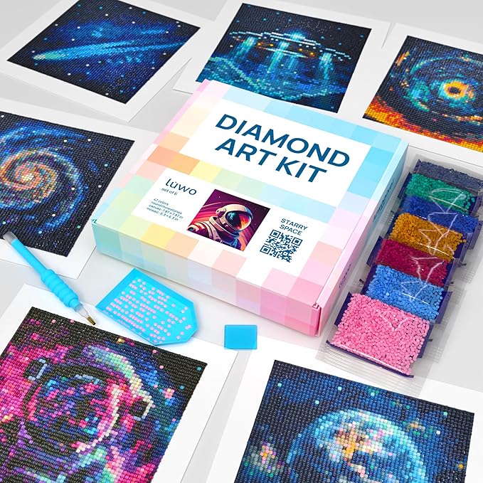 LuwoArte 6 Pack Diamond Painting Kits for Adults – Art of the Universe & Outer Space Style– Full Drill DIY Paint Gem Art for Adults – Brilliant 5D Diamond Painting Kit – Relaxing Craft for Wall Décor