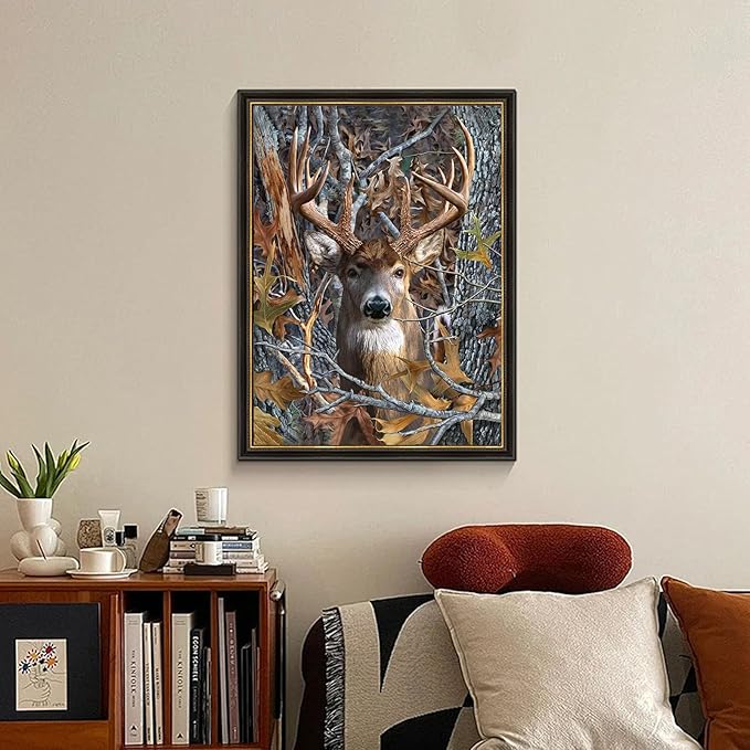 Fountor Deer Diamond Art Kits for Adults, Deer Diamond Painting Kits for Adults Beginners, DIY 5D Forest Diamond Painting with Round Gem Art Kits for Gift Home Wall Decor 12x16 Inch