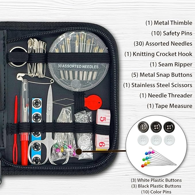 Mini Travel Sewing Kit for Beginners, Adults & Kids – Portable Clothing Repair Kit with 18 Thread Colors, Needles, Scissors & Measuring Tape for Trips, Dorms, Home, Emergency & DIY Use