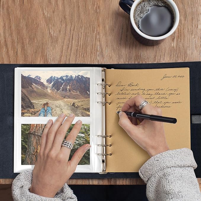 Photo Album 4x6 200 Photos,Genuine Leather Photo Albums with Writing Space with 30 Writing Paper, Travel Family Wedding Kids Graduation Ultrasound Baby Picture Album Scrapbook Photo Album（Love Tree）
