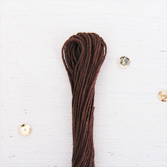 12 Skeins ThreadArt Premium Egyptian Long Fiber Cotton Embroidery Floss | Coffee Brown | 6 Strand Divisible Thread 8.75yds Each for Hand Embroidery, Friendship Bracelets, Cross Stitch and Crafts