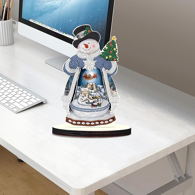 MVVMTOP Christmas Diamond Art Tabletop Decoration, DIY Christmas Snowman, Diamond Art 5D Special Shape Crystal Diamond Partial Diamond Art Painting Mosaic Handicraft, Home Office Tabletop Decor Gift