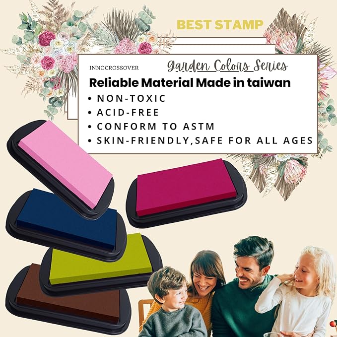 Washable Ink Pad, Best Stamps for Kids, Kids Crafts, Paw Print Kit, Baby Footprint Kit, Stamp Pads on Scrapbooking, Fingerprint Ink Pad, Easy to Wash Off Skin | Large | Safe Non-Toxic (Indigo Blue)