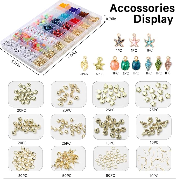 OCARDI 7000+ Pcs Bracelet Making Kit - 28 Colors Clay Beads for Bracelet Making-Friendship Bracelet Kit with Gift Pack - Bracelet Making Kit for Adults-Crafts Arts for Gift