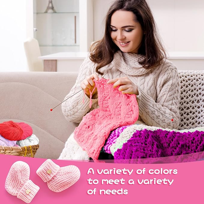 16 Skeins Cotton Yarn for Crocheting Knitting Soft Fine Clothes Cotton Blankets Yarn Bulk Assorted Colors for DIY Craft, Each 50g/185yard, 16 Colors(Pink Series)