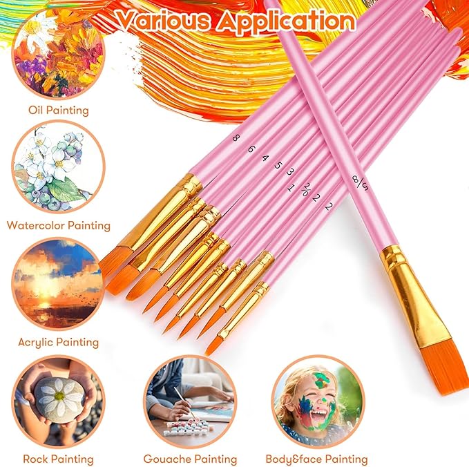 for Kids, Teen Girl Girls Trendy Stuff, Easter Basket Stuffers, Soucolor Acrylic Paint Brushes Art Set for Acrylic Painting Oil Watercolor Canvas Boards Egg Rock Body Face Nail