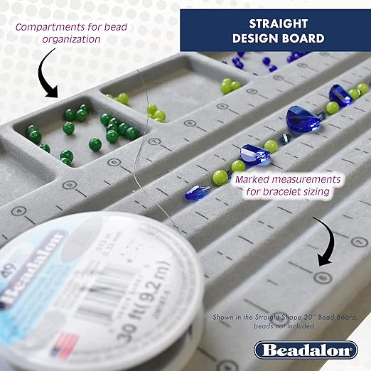 Beadalon Bead Board 52" - Flocked Grey Surface 5 Channels & Oranization Jewelry Design Tray for Necklaces & Bracelet Design