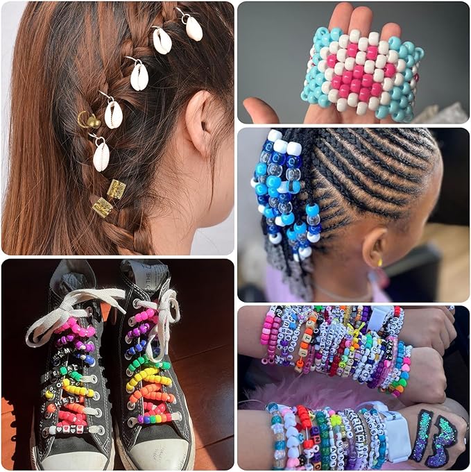 THRELE 4000pcs Pony Beads Friendship Bracelet Making Kit Included 96 Colors Kandi Bead,Letter Beads,Beads for Bracelet Making Kit DIY Crafts
