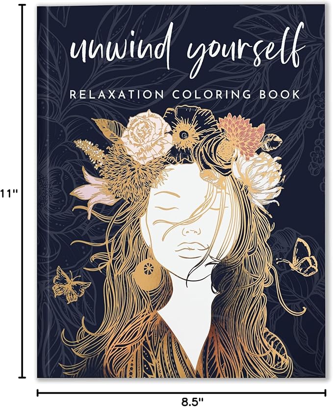 Adult Coloring Book for Women – Relaxation Coloring Book with Self Care Prompts – Coloring Books for Adults Relaxation, Stress Relief Gifts for Women, Anxiety Relief, 8.5x11, Perforated, 29 Designs