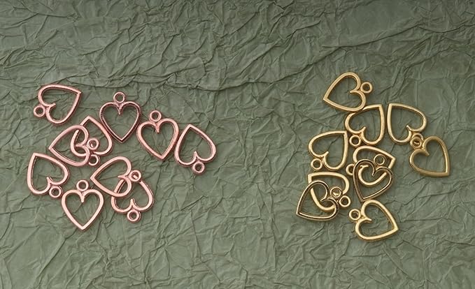 Ruwado 50 pcs Hollow Heart Jewelry Making Kits for Jewelry Making Small 1.5 x 1.2 cm Cute Accessories for DIY Crafting Project Christmas Tree Décor Necklace Bracelet Keychain Earring (Colorful)