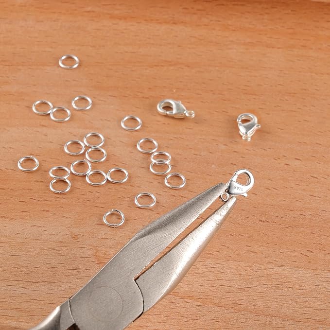 23Pcs 925 Sterling Silver Lobster Claw Clasps 10mm with Open Jump Rings Jewelry Making Set, Sterling Silver Jewelry Finding Supplies Small Lobster Clasps for Necklaces Bracelet Chains Connector
