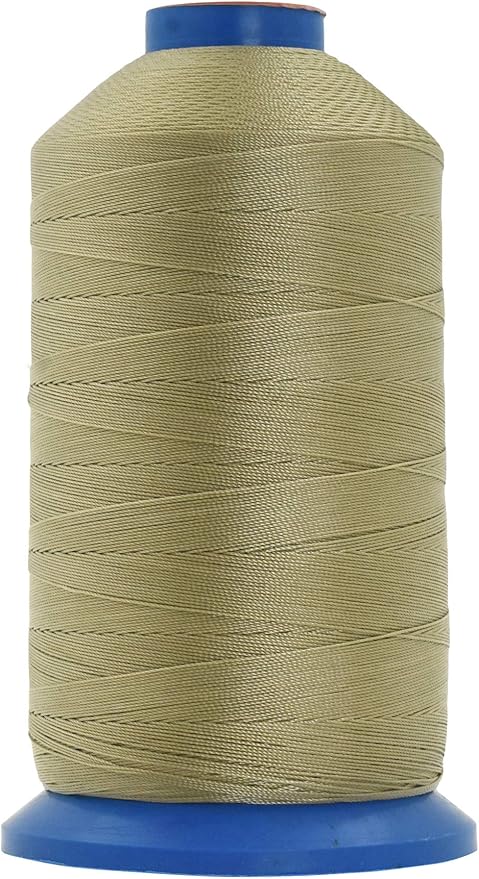 Mandala Crafts Size 207 630D T210 Bonded Nylon Thread - Beige 800 YDs Tex 210 Heavy Duty Sewing Threads for Leather, Jeans, Weaving, Outdoor Marine Upholstery