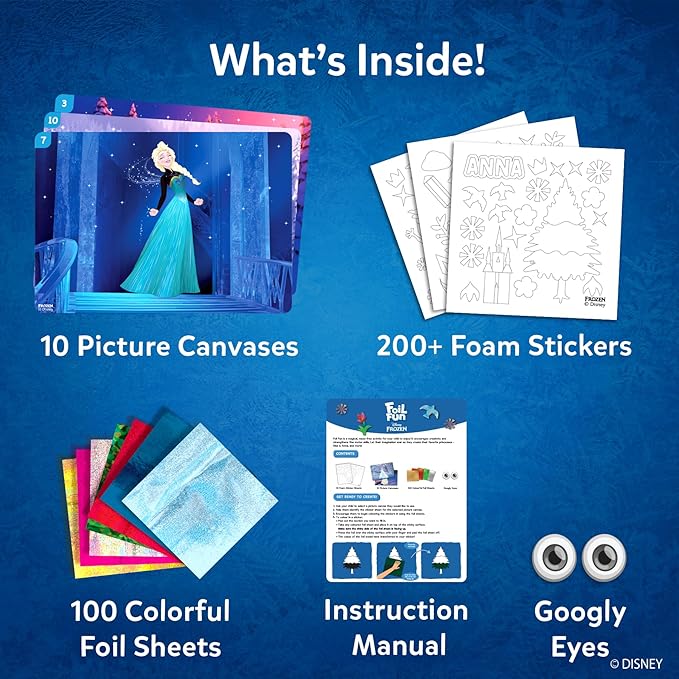 skillmatics foil fun - disney frozen, mess-free art, craft kits & supplies, diy creative activity, travel toys, valentine’s day gifts for fans of elsa, anna, olaff, girls, boys, ages 4, 5, 6, 7, 8, 9