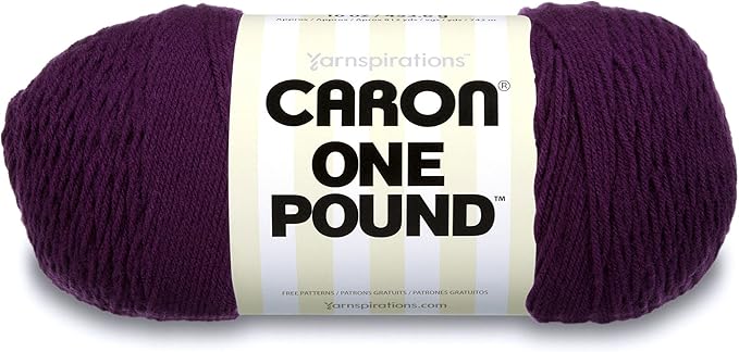 Caron One Pound Solids Yarn, 16oz, Gauge 4 Medium, 100% Acrylic - Deep Violet- For Crochet, Knitting & Crafting ( 1 Piece )