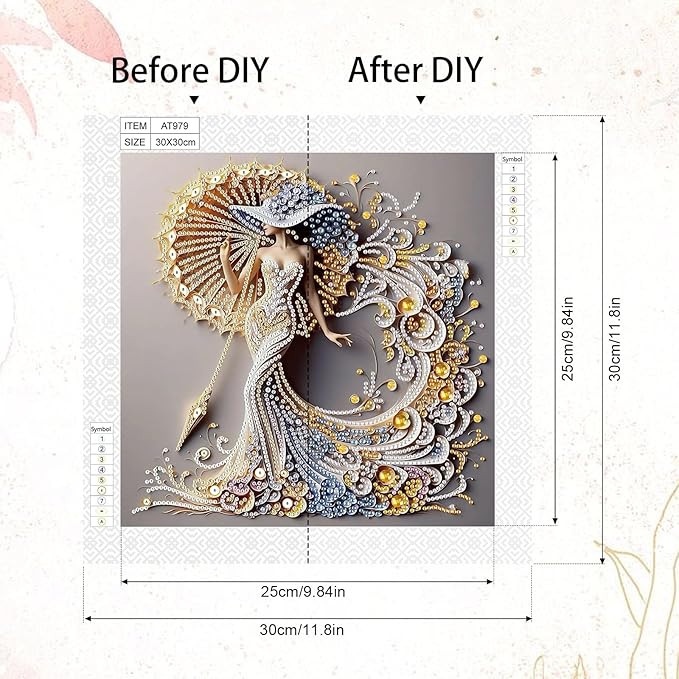 AiYuanzsh 5D Special Shaped Diamond Painting Kit - Charming Goddess Design, Unique Crystal Rhinestone Diamond Art Set for Beginners and Adults, Perfect for Home Wall Decor and Holiday Gifts
