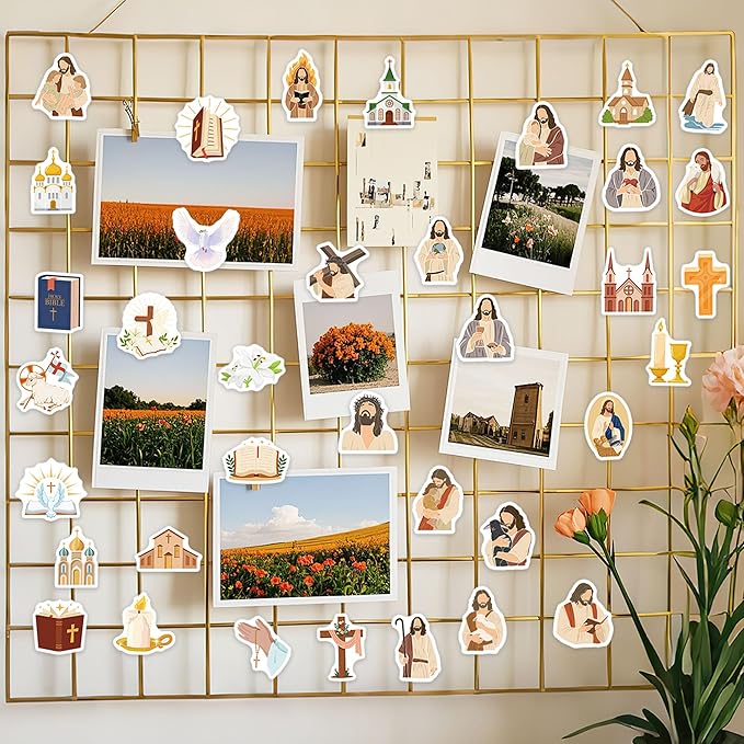 100 Pcs Religious Jesus Stickers, Christian Sticker Decals for Water Bottles Journals Laptops, Faith-Based God Sticker and Cross Designs, Catholic and Christian Gifts for Kids and Adults