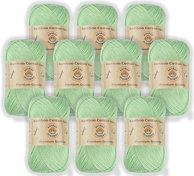 10-Pack of Yonkey Monkey 500 Grams Yarn - 70% Rayon derived from Bamboo, 30% Cotton - Imported - Water Green 9023