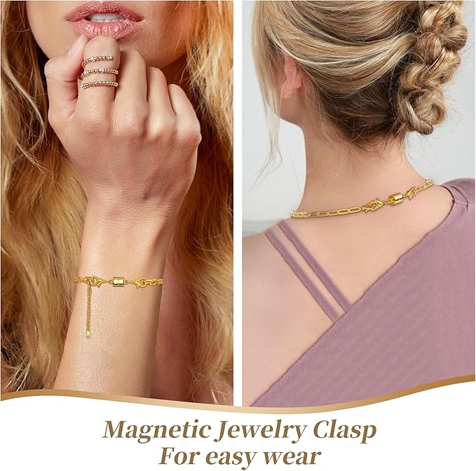 sutqigui magnetic necklace jewelry clasps and closures with double lobster clasp, silver magnetic jewelry clasps for necklaces, bracelet necklace extenders for women (12pcs)