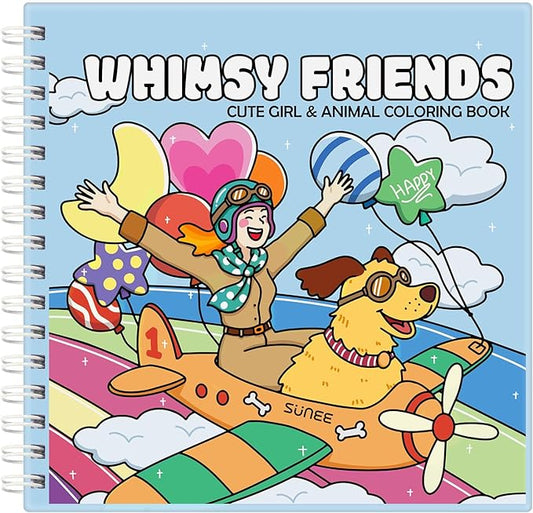 Whimsy Friends Adult Coloring Book for Relaxation - Gentle Symbiosis of Human and Animal Soothing Coloring Books for Adults Relaxation - Perfect Stress-Relieving Gift for Women