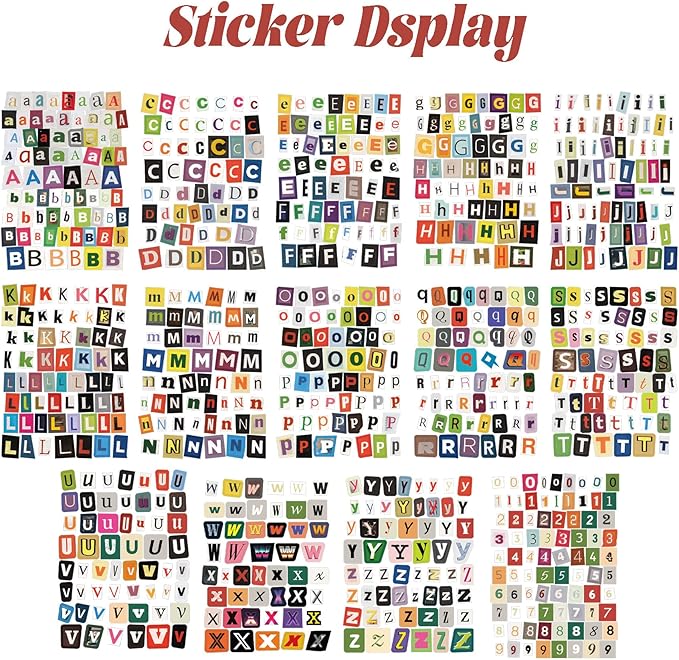 1500Pcs Letter Stickers for Scrapbooking,Ransom Note Sticker Book, Junk Journal, Journaling, DIY Crafts - Sticker Letters for Scrapbook Supplies, Junk Journal Supplies, Journaling Supplies