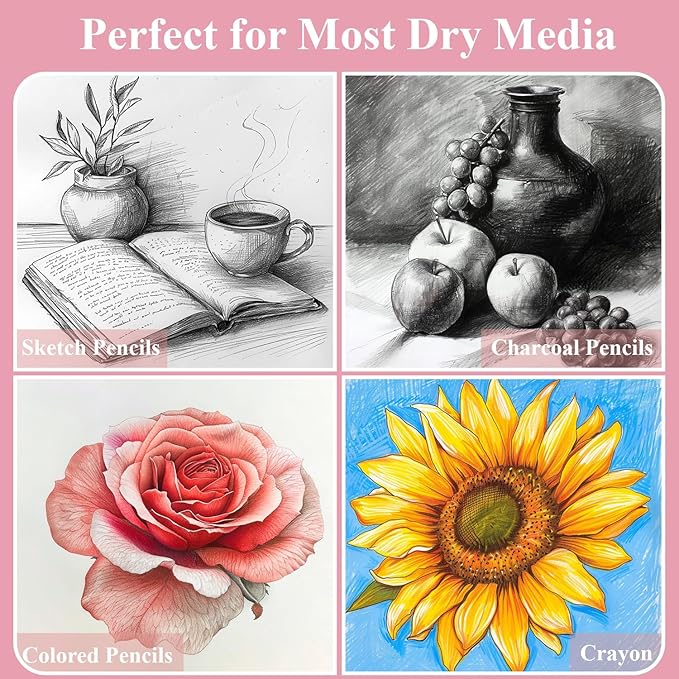 cute sketchbook pink, 9"x12" sketch book for teen girls, 100 sheets girl sketchbook 73lb/120gsm drawing paper for kids, art supplies for teens 14-16 girls.