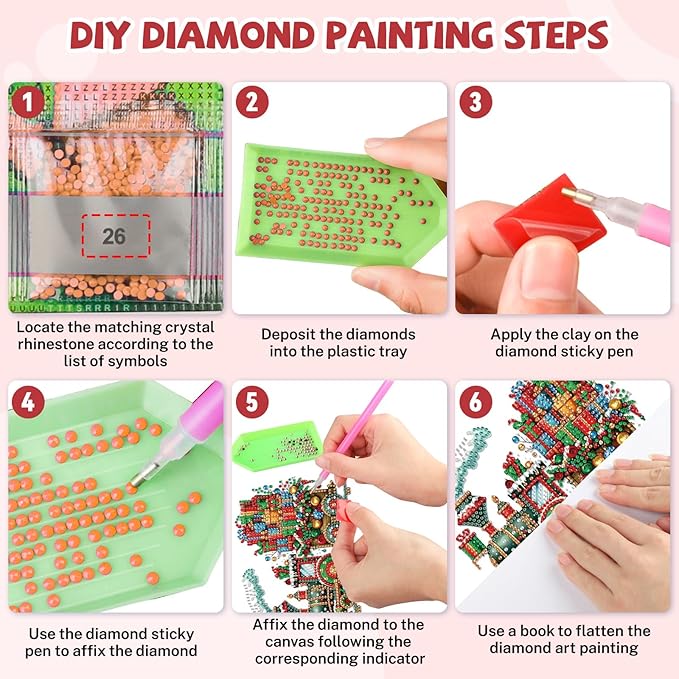 Bowetile Christmas Train Diamond Art Hanging Kits for Adults, Diamond Art Suncatchers, 5D Special Shape Diamond Painting Pendant Window Ornament Christmas Gifts for Home Door Wall Decor