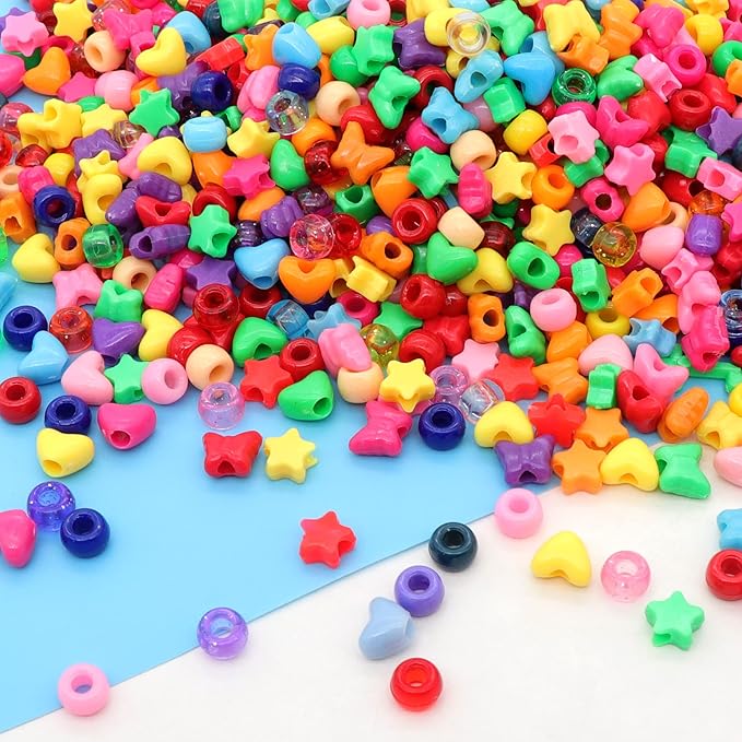 gmma 900 pcs pony beads shapes for bracelet、jewelry making、friendship bracelets colourful plastic 6x9mm multi-colored fall beads for diy bracelet necklace party decoration supplies