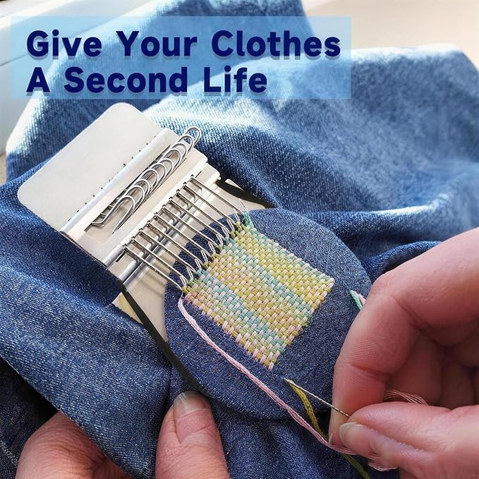 Bopanol Knit Patch, Knit Patch Loom kit, Mini Darning Loom for Beginners, Knit Patch kit Used for Repairing Holes in Socks, Clothes, and Jeans，Convenient to Carry and Easy to Use (14 Hooks)