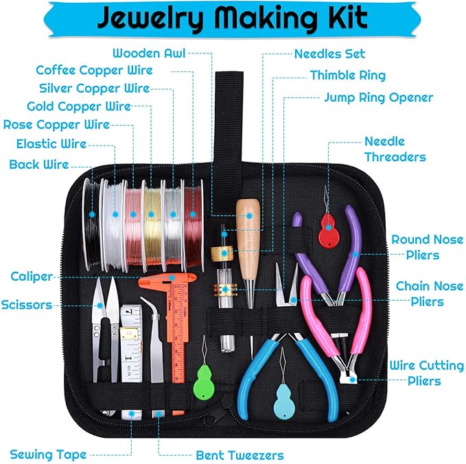 shynek Jewelry Making Supplies, 1597pcs Jewelry Kit with Jewelry Pliers Tools Jewelry Wire and Jewelry Accessories for Earrings, Necklaces, Bracelets Jewelry Making and Repair