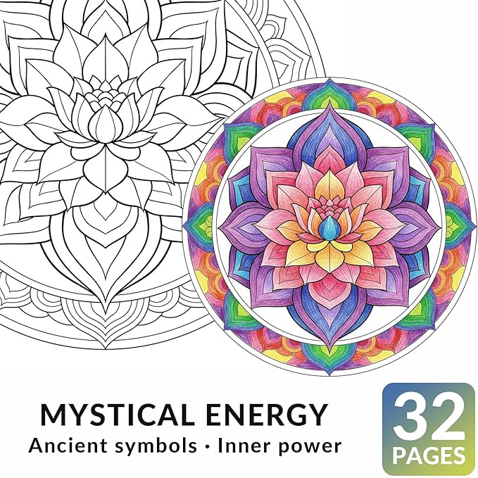 FUN LAVIE Adult Coloring Book - Sacred Geometry Mandala Coloring Books for Adults Relaxation and Stress Relief, Featuring Flower of Life, Metatron's Cube & Mindfulness Orgonite Patterns, Spiral Bound