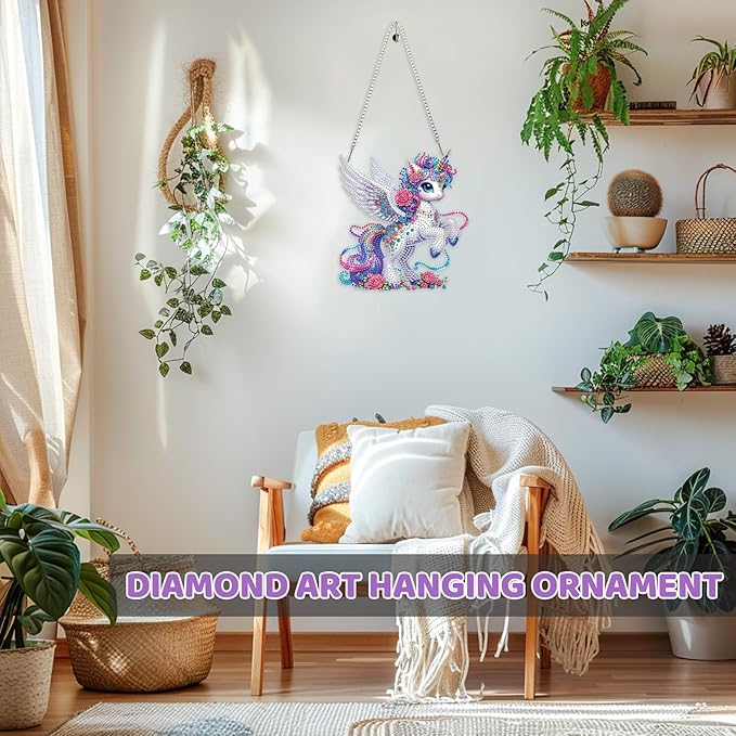 MEIYUDA Animals Diamond Art Hanging Kits for Adult, Angel Animal Diamond Painting Hanging Kits Ornaments, DIY Special Shaped Rhinestone Window Pendants kit for Home Garden Wall Decor Gift