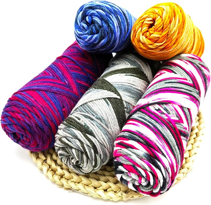 5-Ply Variegated Yarn 200g/2pcs, Acrylic 100%, Chunky Weight 2.5mm, Soft & Cozy, Vibrant Colors, Full Hand Feel for Knitting Sweaters, Scarves, Shawls, Hats (10#Black Purple)