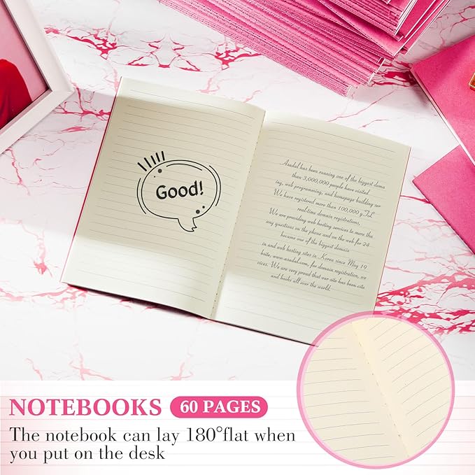 mimorou 100 pcs journals notebooks bulk - kraft softcover a5 small notebooks 5.5 inch x 8.3 inch notepads with 60 page 30 sheet for writing sketch travel office supplies(pink,lined)
