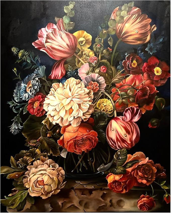 Flower Paint by Numbers Kit for Adults, Flower Paint by Numbers Kit for Adults Beginner, Adult Paint by Number Kits for Gift Home Decor 16''W x 20''L