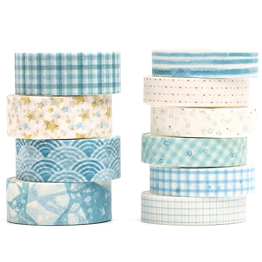 YUBBAEX 10 Rolls Vintage Washi Tape Set Basic Masking Retro Artwork Decorative Tapes for Arts, DIY Crafts, Journals, Planners, Scrapbook, Wrapping (Aloof)